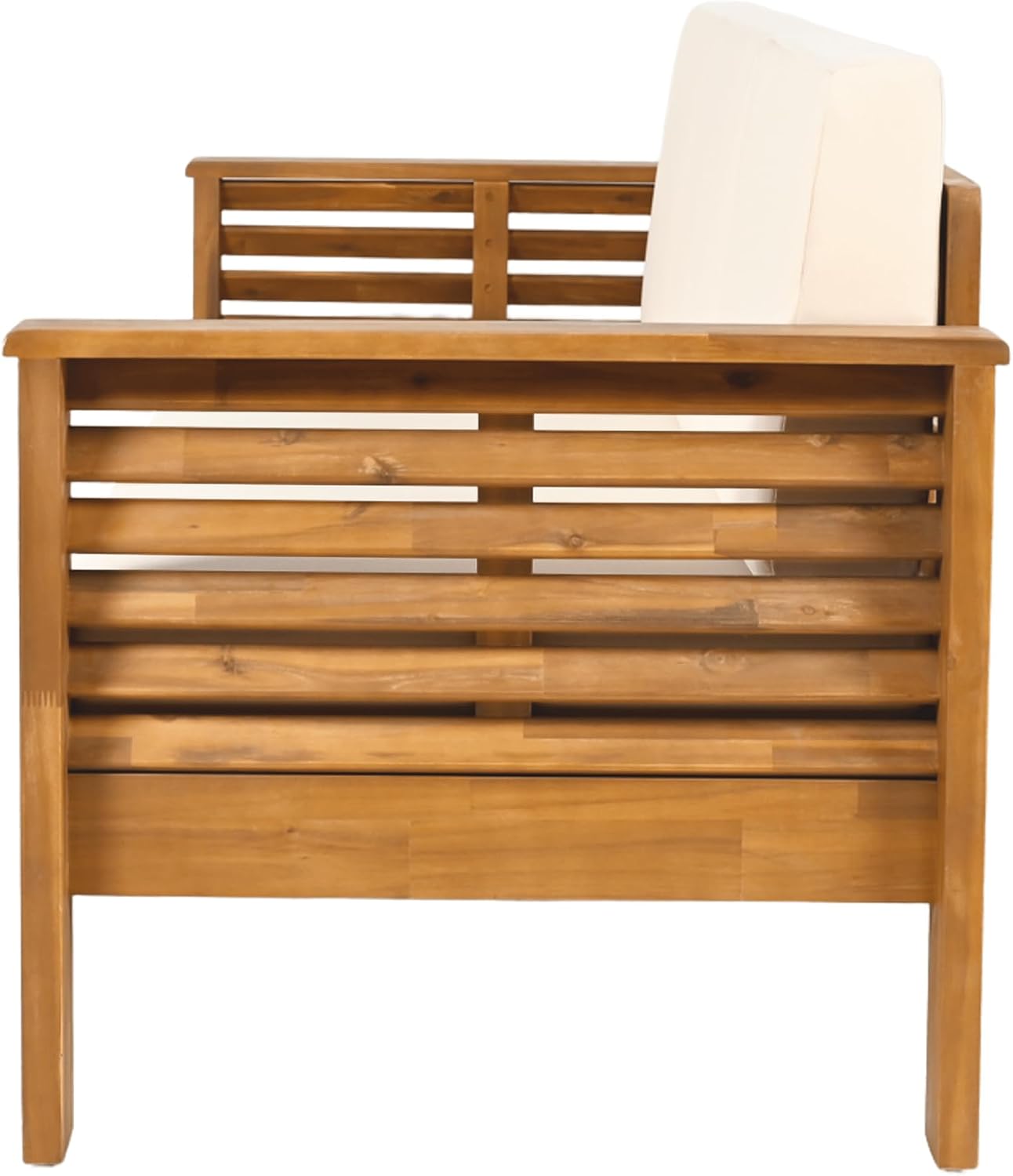 3-Piece Acacia Wood Patio Furniture Set with Sofa, Ottoman & Coffee Table, Outdoor Seating Set with Cushions for Patio, Garden & Poolside
