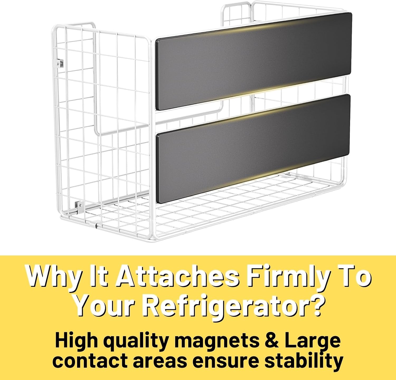 Heavy Duty Magnetic Storage Shelf for Refrigerator, No Drill Kitchen Organizer Rack with Large Capacity for Fruits, Vegetables and Snacks