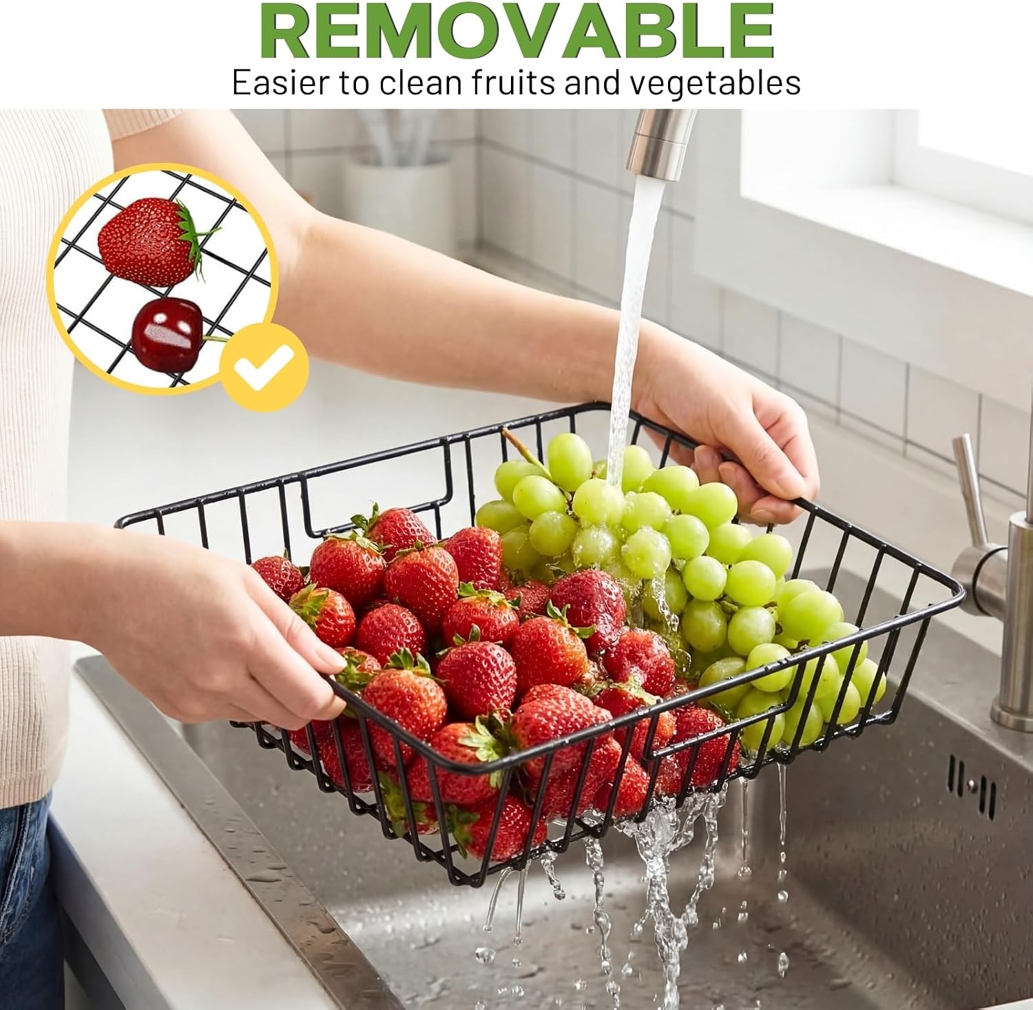 3-Tier Fruit Basket with Detachable Baskets, Countertop Vegetable Storage Organizer for Kitchen and Pantry
