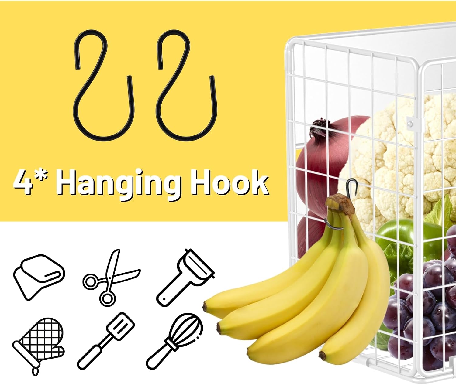Heavy Duty Magnetic Storage Shelf for Refrigerator, No Drill Kitchen Organizer Rack with Large Capacity for Fruits, Vegetables and Snacks