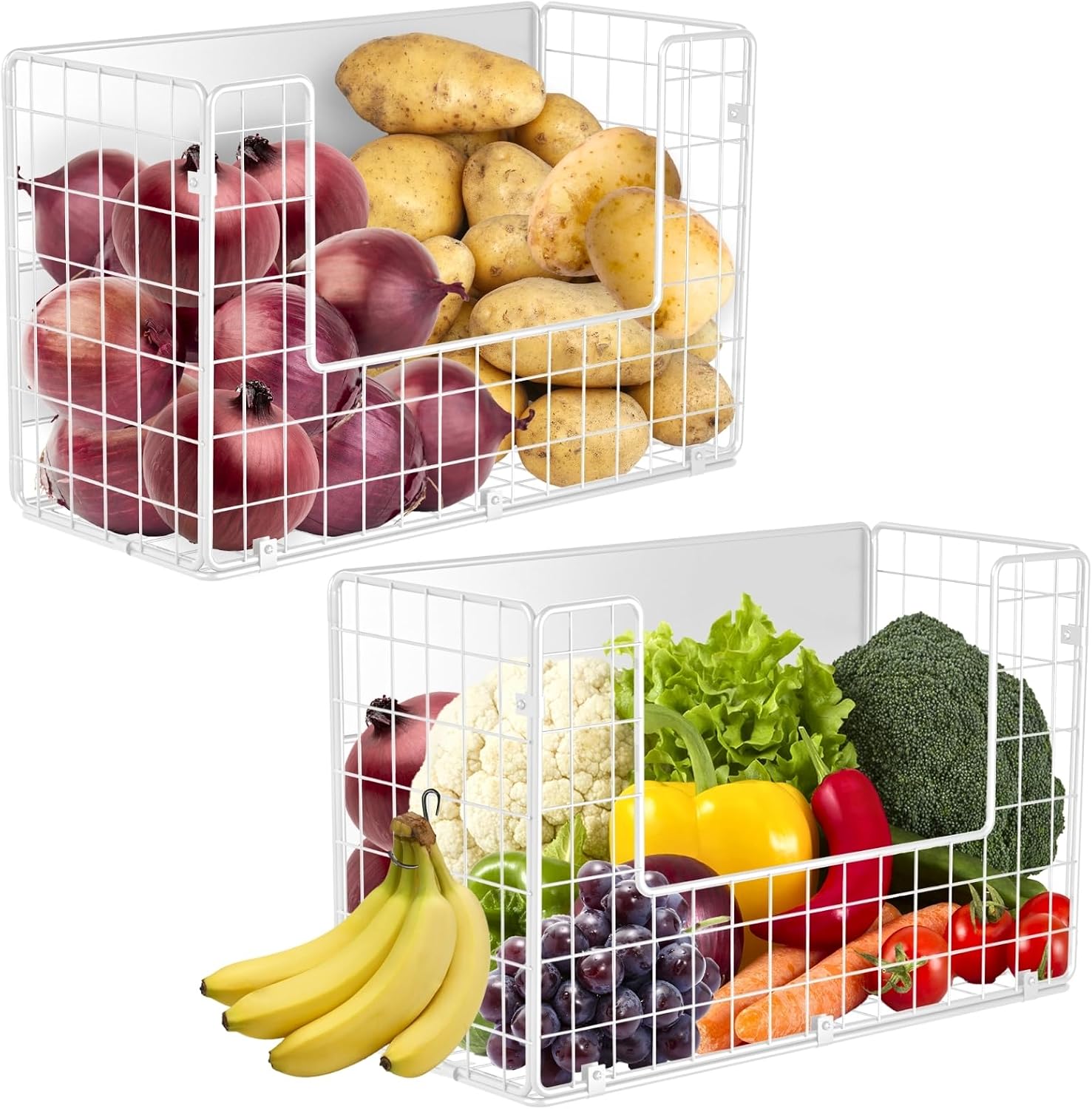 Heavy Duty Magnetic Storage Shelf for Refrigerator, No Drill Kitchen Organizer Rack with Large Capacity for Fruits, Vegetables and Snacks