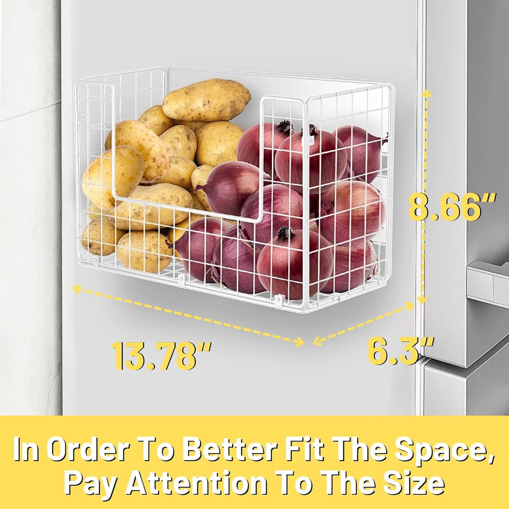 Heavy Duty Magnetic Storage Shelf for Refrigerator, No Drill Kitchen Organizer Rack with Large Capacity for Fruits, Vegetables and Snacks