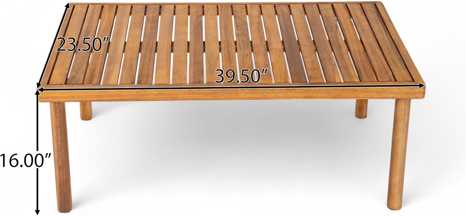 4-Piece Acacia Wood Outdoor Conversation Set with Rope Weave Chairs, Cushioned Loveseat & Coffee Table, Patio Seating Set for Garden, Balcony & Deck