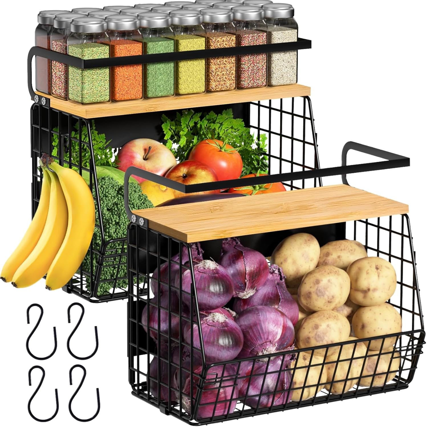 Heavy Duty Magnetic Fridge Shelf Organizer, 15kg Load Kitchen Storage Rack, No Drill Space Saving Organizer for Kitchen and Pantry