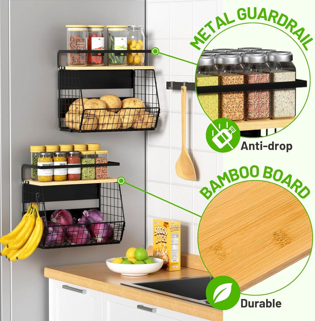 Heavy Duty Magnetic Fridge Shelf Organizer, 15kg Load Kitchen Storage Rack, No Drill Space Saving Organizer for Kitchen and Pantry